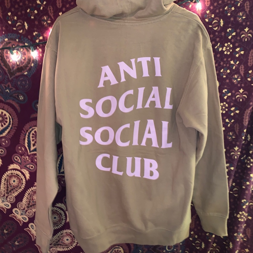 Tan and pink doubts anti social social club hoodie